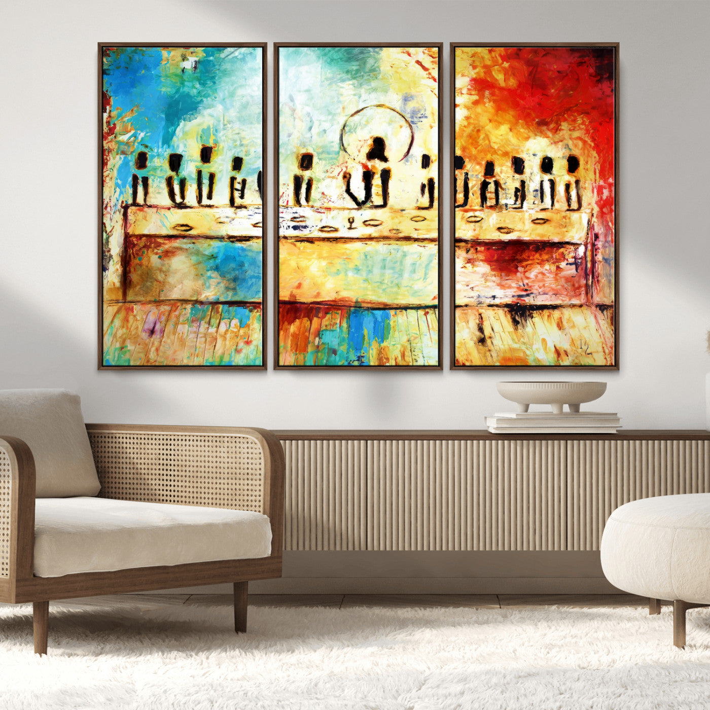 YKE34632598CR-MGV-CV-36X24-Abstract Last Supper with Apostles Wall Art Canvas Print
