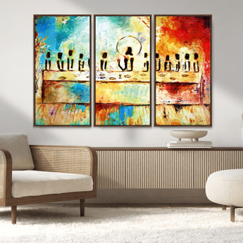 YKE34632598CR-MGV-CV-36X24-Abstract Last Supper with Apostles Wall Art Canvas Print