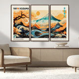 94085549-MGV-CV-36X24-Japanese Wave and Mountain Wall Art – Panoramic Abstract Landscape Canvas Print, Asian Inspired Nature Decor for Living Room,