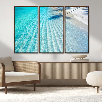 68127042-MGV-CV-36X24-Beach Wall Art – Tropical Ocean Canvas Print, Clear Water and White Sand Photography Decor for Bedroom, Living Room, Office,