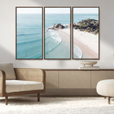 79395467-MGV-CV-36X24-Coastal Wall Art – Aerial Beach Canvas Print, Ocean Waves and Sandy Shore Photography Decor for Bedroom, Living Room, Office,