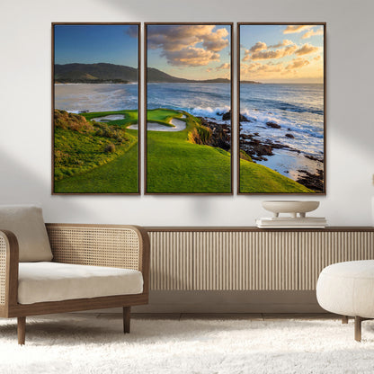 67486665-MGV-CV-36X24-Golf Course Wall Art – Pebble Beach Oceanfront Canvas Print, Coastal Fairway Photography Sports Decor for Living Room, Office, Man
