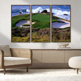 22776914-MGV-CV-36X24-Golf Course Wall Art – Oceanfront Green Canvas Print, Coastal Pebble Beach Photography Sports Decor for Living Room, Office, Man