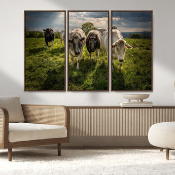 67277447-MGV-CV-36X24-Farmhouse Wall Art – Herd of Cows Canvas Print, Rustic Country Pasture Photography Decor for Bedroom, Living Room, Office, Ranch,