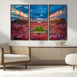 94266219-MGV-FC-48X32-3P_Walnut-Neyland Stadium Wall Art – Tennessee Volunteers Checkerboard Game Day Canvas Print, College Football Fireworks Decor for Man Cave