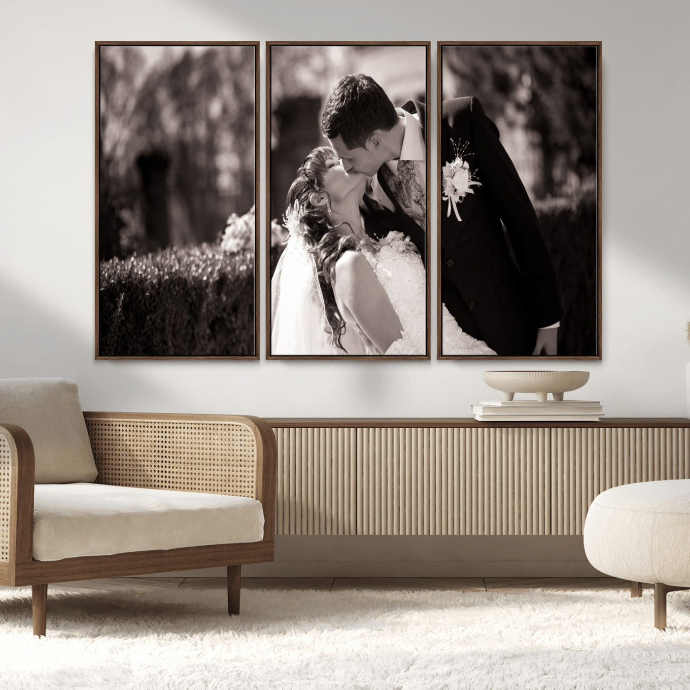 CSTM6030-MGV-FC-48X32-3P_Walnut-Custom Wedding Photo Print - Custom Wall Art Picture Print, Create Your Own Photo Canvas Print