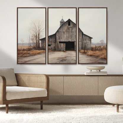 90499-MGV-CV-36X24-Old Barn Wall Art Canvas Print, Framed Rustic Barn Art Picture Print, Abandoned Farm Perfect Rustic Farmhouse Decor Artwork
