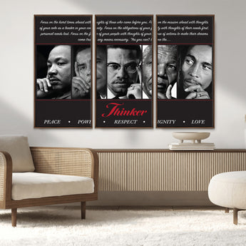 45112-MGV-CV-36X24-Black Icons Wall Art Canvas Print, Framed Thinker Art Picture Print, Motivational Quote Perfect Cultural Modern Decor Artwork