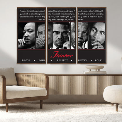 45112-MGV-CV-36X24-Black Icons Wall Art Canvas Print, Framed Thinker Art Picture Print, Motivational Quote Perfect Cultural Modern Decor Artwork