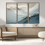 53646-MGV-FC-48X32-3P_Walnut-Ocean Wave Wall Art Canvas Print, Framed Textured Seascape Art Picture Print, Modern Ocean Perfect Minimal Coastal 2/2 Decor