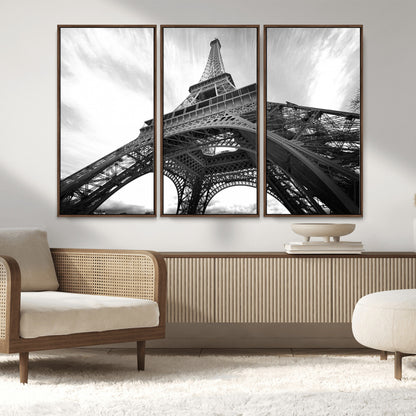 40006-MGV-CV-36X24-Eiffel Tower Wall Art – Black and White Architectural Photo Print, Paris Inspired Decor for Bedroom, Office, Studio or Modern