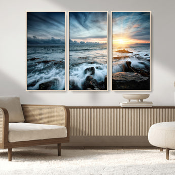 33428-MGV-CV-36X24-Ocean Sunrise Wall Art – Serene Seascape Canvas Print, Coastal Home or Office Decor, Perfect for Living Room, Bedroom, or Study