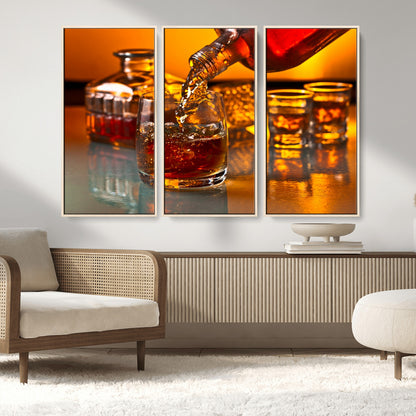 18250-MGV-CV-36X24-Whiskey Pour Wall Art – Captivating Whiskey Splash Canvas Print, Elegant Bar or Home Lounge Decor for Office, Man Cave or Living