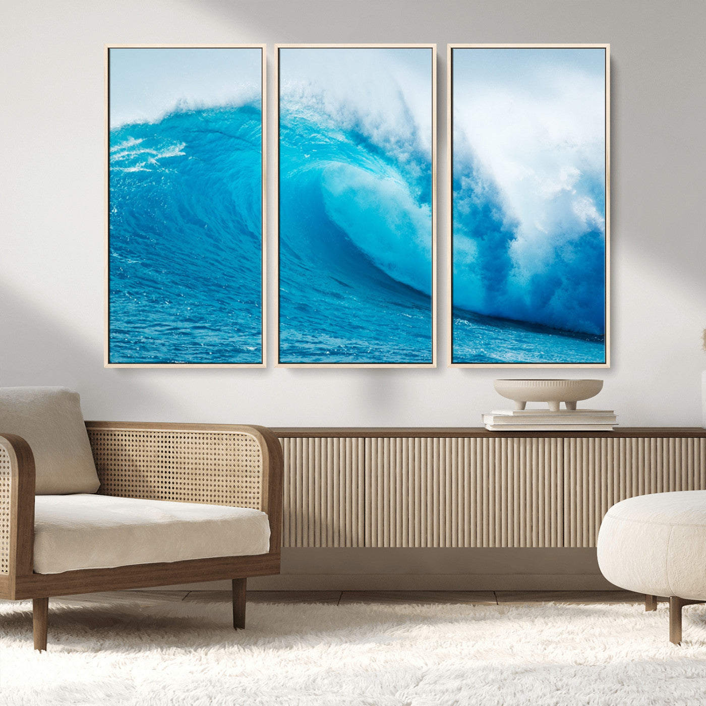13117-MGV-CV-36X24-Ocean Wave Wall Art – Dynamic Blue Surf Canvas Print, Coastal Beach Decor for Living Room, Bathroom, Office, or Beach House