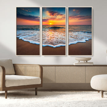 87032-MGV-CV-36X24-Ocean Sunset Wall Art – Stunning Beach Canvas Print with Vibrant Sky, Calm Waves, and Golden Horizon, Perfect Coastal Decor for