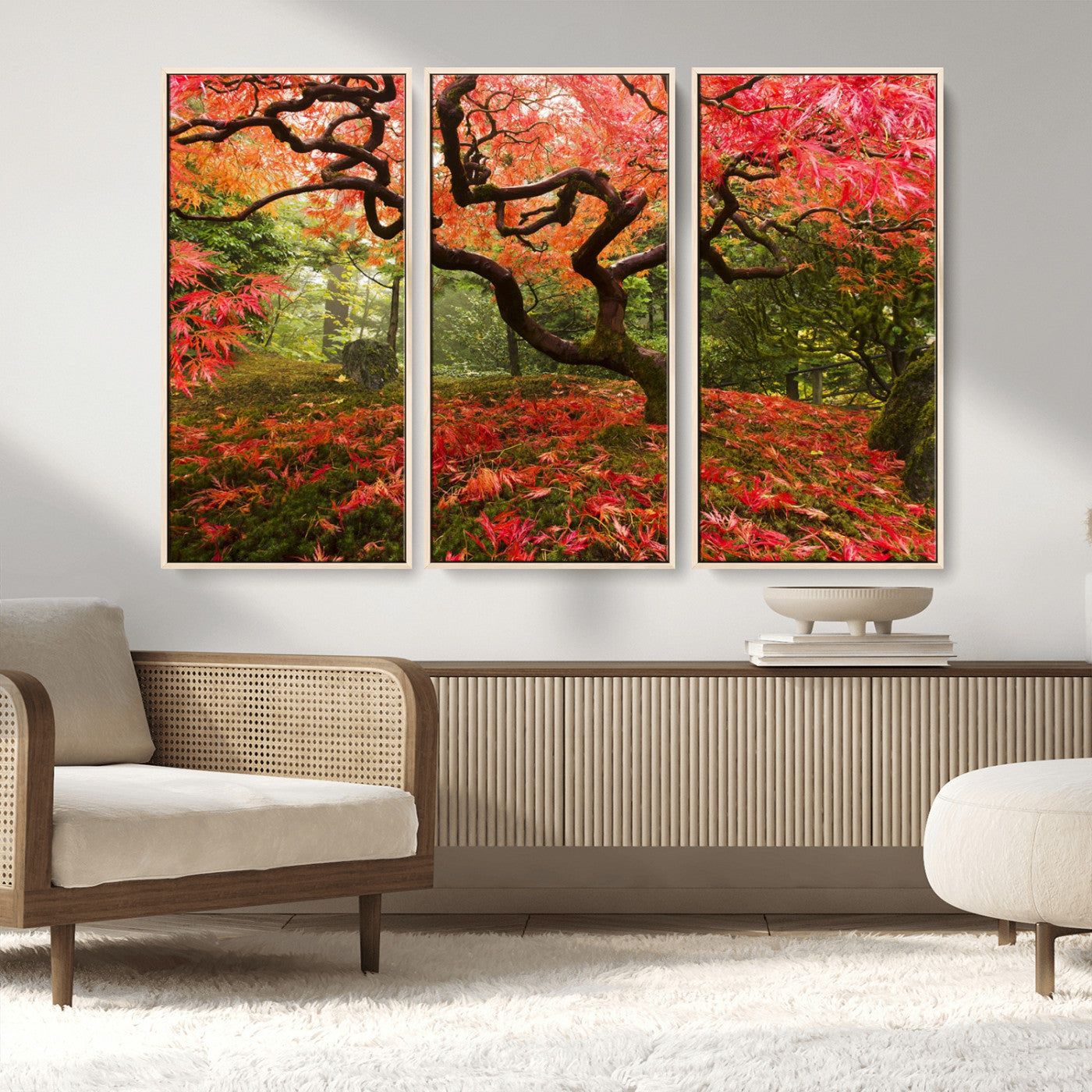 73343-MGV-CV-36X24-Autumn Maple Wall Art – Panoramic Vibrant Red Maple Tree Canvas Print, Seasonal Nature Decor for Office, Living Room or Garden