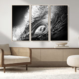 22702-MGV-CV-36X24-Black and White Ocean Wave Wall Art – Powerful Surf Curl Photography Canvas Print, Modern Coastal Decor for Living Room, Office or