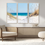 58498-MGV-CV-36X24-White Sandy Beach Wall Art – Panoramic Coastal Canvas Print, Ocean View Decor for Living Room, Bedroom, Office, Relaxing Seaside