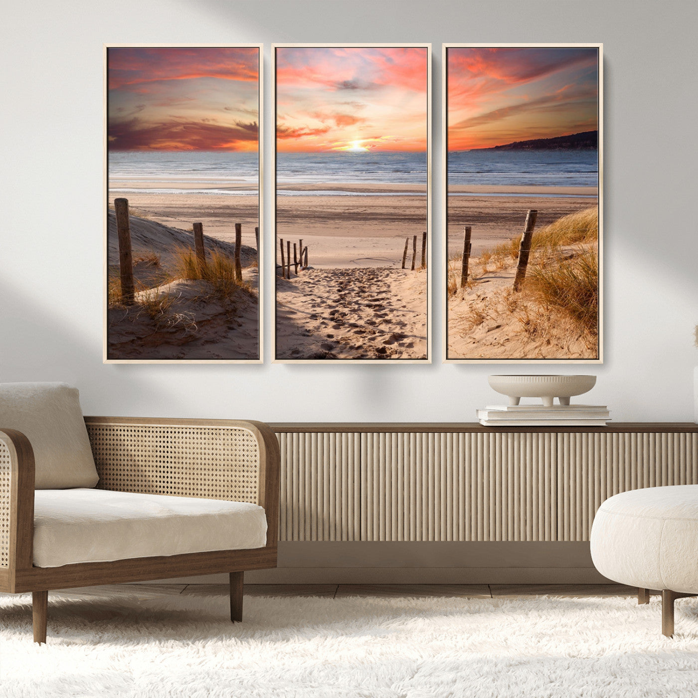78111-MGV-CV-36X24-Sunset Pathway Wall Art – Panoramic Coastal Canvas Print, Tranquil Beach Decor for Living Room, Office or Bedroom