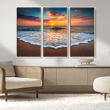 16110-MGV-CV-36X24-Ocean Sunset Wall Art – Vibrant Beach Waves and Horizon Canvas Print, Relaxing Coastal Seascape Decor for Living Room or Bedroom