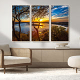 71863-MGV-CV-36X24-Lake Sunset Wall Art – Scenic Nature Canvas Print with Trees and Golden Sky, Serene Landscape Decor for Living Room, Bedroom or
