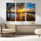 66839-MGV-CV-36X24-Lake Sunset Wall Art – Golden Hour Canvas Print with Trees and Water Reflection, Scenic Landscape Photography for Living Room,