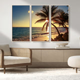 82710-MGV-CV-36X24-Palm Tree Sunset Beach Wall Art – Tropical Ocean Canvas Print, Coastal Paradise Seascape Decor for Living Room or Office Wall