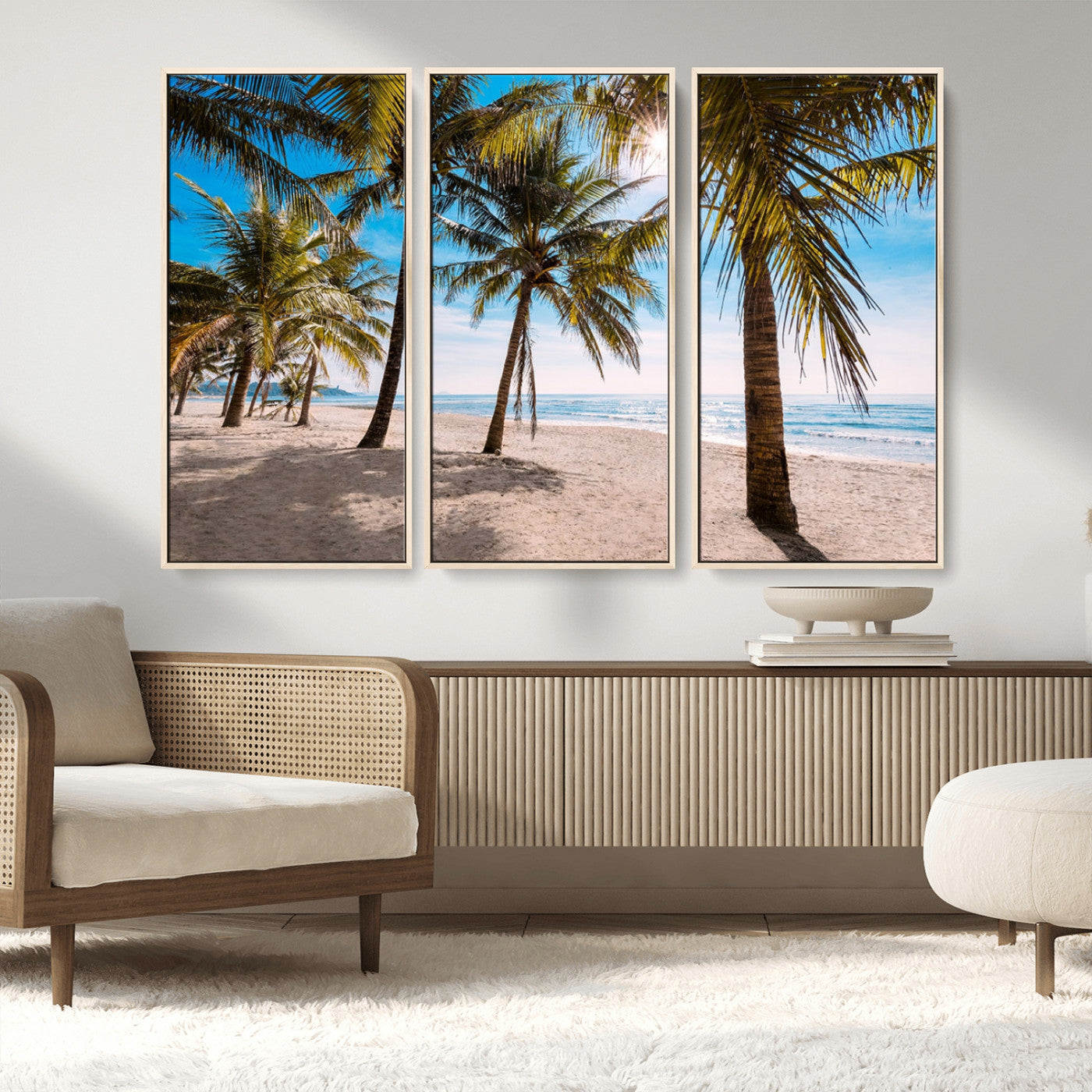 98175-MGV-CV-36X24-Tropical Palm Beach Wall Art – Relaxing Ocean Shore Canvas Print with Palm Trees, Coastal Summer Decor for Living Room, Bedroom or