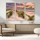 60570-MGV-CV-36X24-Beach Sunset Wall Art – Coastal Sand Dunes and Ocean Horizon Canvas Print, Tranquil Seascape Photography Decor for Living Room or