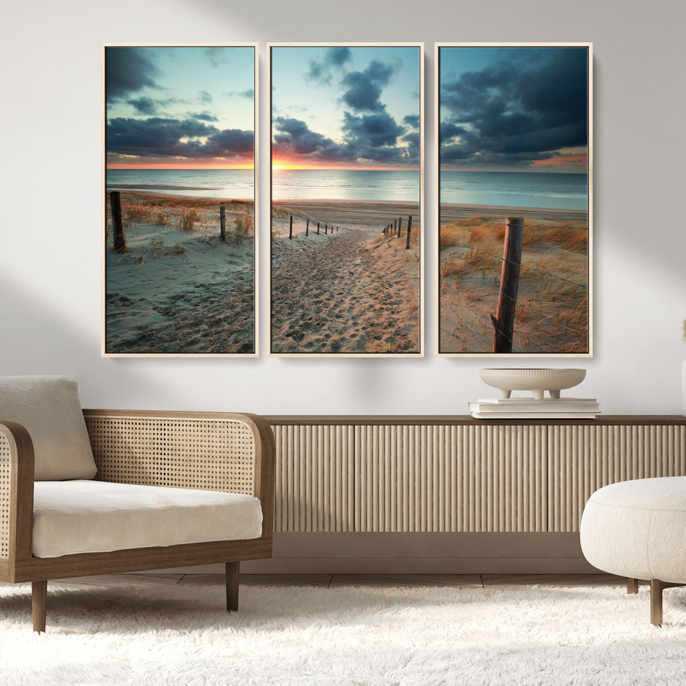 25788-MGV-CV-36X24-Sunset Beach Path Wall Art – Scenic Coastal Dunes and Ocean Canvas Print, Tranquil Seaside Landscape Decor for Living Room or