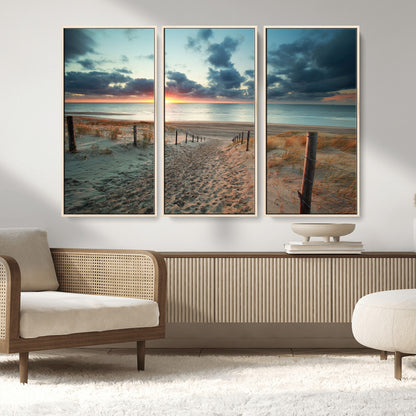 25788-MGV-CV-36X24-Sunset Beach Path Wall Art – Scenic Coastal Dunes and Ocean Canvas Print, Tranquil Seaside Landscape Decor for Living Room or