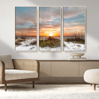 91064-MGV-CV-36X24-Beach Sunset Wall Art – Coastal Sand Dunes and Ocean Horizon Canvas Print, Seaside Landscape Wall Decor for Living Room, Bedroom