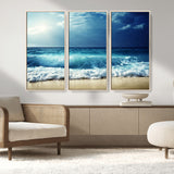 84116-MGV-CV-36X24-Ocean Wave Wall Art – Blue Sea and Beach Canvas Print, Coastal Seascape Photography Artwork for Living Room, Bedroom, or Office