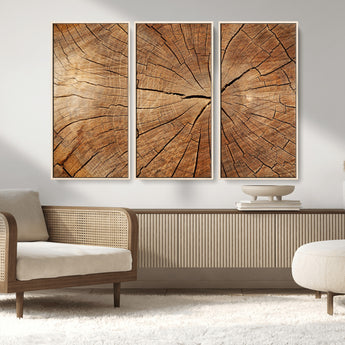 61710-MGV-CV-36X24-Tree Rings Wall Art – Rustic Wood Grain Canvas Print of Tree Trunk Cross Section, Nature Inspired Decor for Cabin, Office, Living