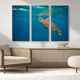 91440-MGV-CV-36X24-Sea Turtle Wall Art – Ocean Turtle Canvas Print, Underwater Marine Life Decor for Living Room, Office, Beach House or Bathroom