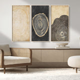 77785-MGV-CV-36X24-Tree Ring Abstract Wall Art – Rustic Wood Growth Pattern Canvas Prints, Modern Nature-Inspired Decor for Living Room or Office