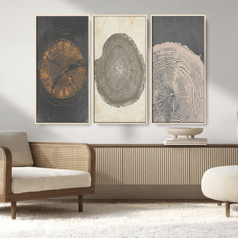 80725-MGV-CV-36X24-Wood Tree Rings Wall Art Canvas Print, Framed Tree Rings Art Picture Print, Abstract Tree Rings Perfect Modern Boho Decor Artwork