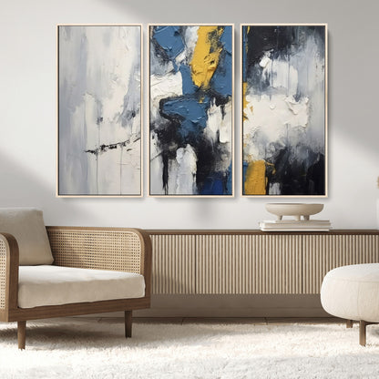 63850-MGV-CV-36X24-Abstract Blue and Yellow Wall Art – Modern Textured Canvas Painting, Bold Contemporary Artwork for Living Room, Bedroom or Office