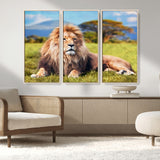 67826-MGV-FC-48X32-3P_Natural-Majestic Lion Wall Art – King of the Jungle Canvas Print, Safari Wildlife Decor for Living Room, Office, or Man Cave