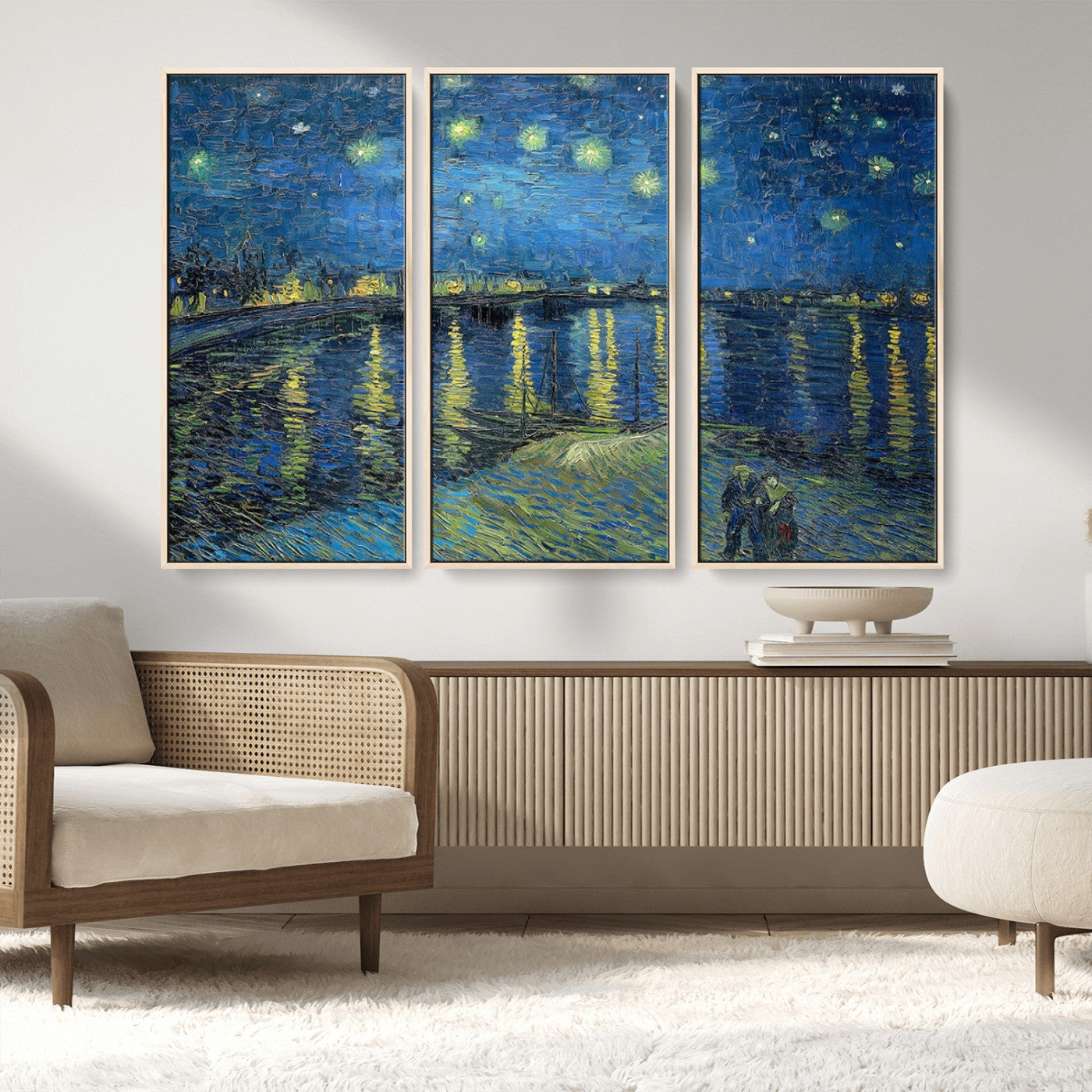 94605-MGV-CV-36X24-Starry Night Over the Rhone Wall Art – Vincent van Gogh Canvas Print, Famous Impressionist Painting for Living Room, Office