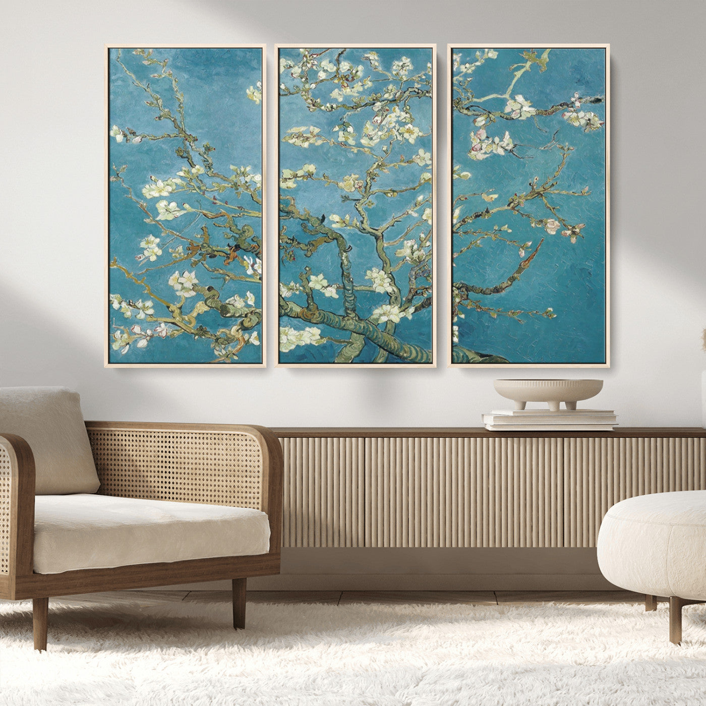 65607-MGV-CV-36X24-Almond Blossom Wall Art – Van Gogh Blue Floral Canvas Print, Elegant Impressionist Painting Decor for Living Room, Bedroom or