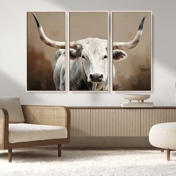 61423-MGV-CV-36X24-Longhorn Bull Wall Art – Rustic Western Texas Steer Canvas Print, Cowboy Farmhouse Decor for Living Room, Bedroom, Office or Ranch
