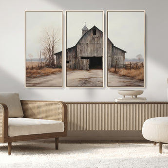 11602-MGV-CV-36X24-Old Barn Wall Art Canvas Print, Framed Rustic Barn Art Picture Print, Old Farmhouse Perfect Rustic Farmhouse Decor Artwork