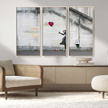 50559-MGV-CV-36X24-Banksy Girl with Balloon Wall Art – Famous Street Graffiti Canvas Print, Modern Urban Artwork for Living Room, Bedroom or Office