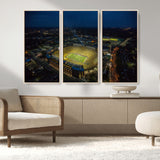 33588-MGV-CV-36X24-Football Stadium Wall Art – Aerial Night Game Canvas Print Packed Field City Lights, Sports Photography Decor for Game Room, Man