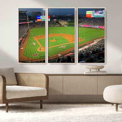 93707-MGV-CV-36X24-Los Angeles Stadium Wall Art Canvas Print, Framed Angel Stadium Field Art Picture Print, Anaheim Stadium Perfect Sports Room Decor