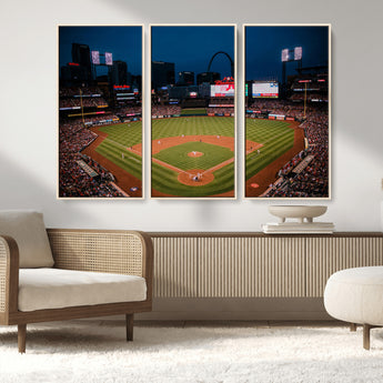 38612-MGV-CV-36X24-Busch Stadium Wall Art Canvas Print, Framed Missouri Stadium Art Picture Print, Busch Stadium Field Perfect Sports Room Decor