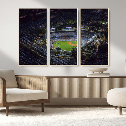 16515-MGV-CV-36X24-Dodgers Stadium Wall Art Canvas Print, Framed Baseball Stadium Art Picture Print, Dodgers Field Perfect Sport Room Decor Artwork