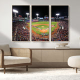 47365-MGV-FC-48X32-3P_Natural-Fenway Park Stadium Wall Art Canvas Print, Framed Boston Baseball Stadium Art Picture Print, MLB Stadium Field Perfect Sport Room