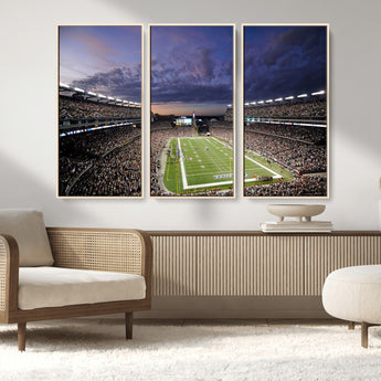52712-MGV-FC-48X32-3P_Natural-Gillette Stadium Field Wall Art Canvas Print, Framed Massachusetts Stadium Art Picture Print, Gillette Stadium Perfect Sport Room